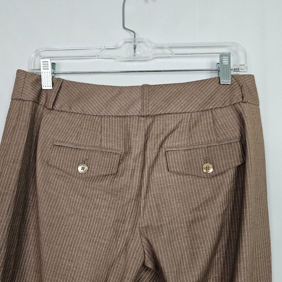 WHITE HOUSE BLACK MARKET Cuffed Chino Pants BROWN w TAN PINSTRIPE size 4 Preppy - Picture 8 of 8
